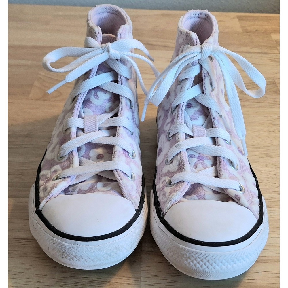 Converse Chuck Taylor All Star Floral Chenille High Top Sneakers Girls Size 1 - Picture 4 of 15